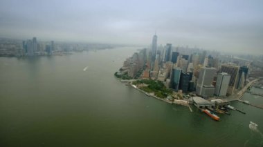 Manhattan Finansal Bölgesi 'nin hava manzarası, New York, ABD