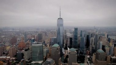Manhattan Finansal Bölgesi, New York, ABD 'nin havadan geniş görüntüleri