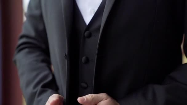 Close up view of Hands of a man in a suit — Stock Video