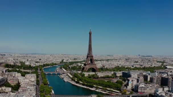 Paris Şehri Güneşli Bir Günde Paris Hava Aracı Görüntüsü Geniş — Stok video