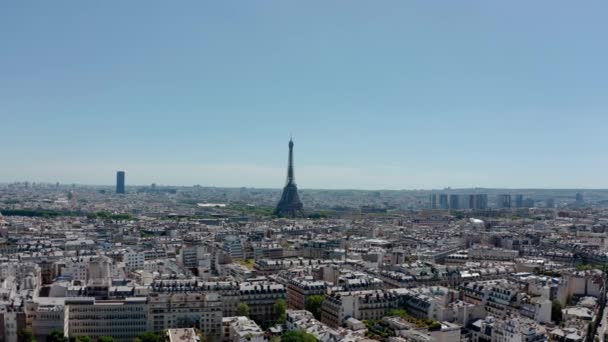 Paisaje Urbano París Vista Aérea Del Dron Torre Eiffel Día — Vídeo de stock