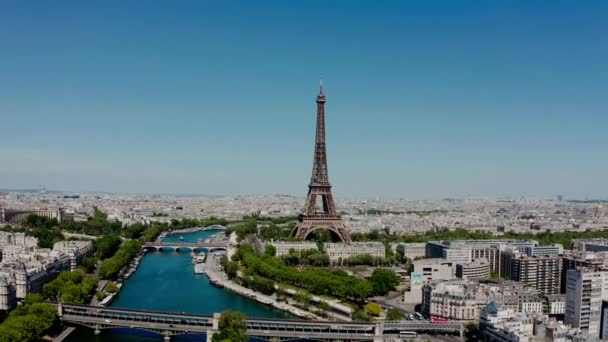 Paris Şehri Güneşli Bir Günde Paris Hava Aracı Görüntüsü Geniş — Stok video