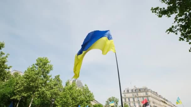 Українці Протестують Вулицях Flag Ukraine Slow Motion Footage Кадри Високої — стокове відео