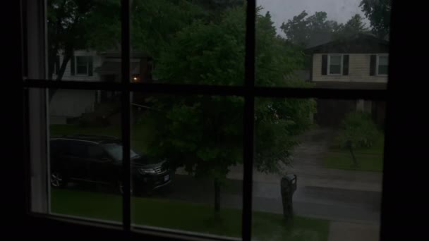 Pohled Okna Deštivém Počasí Noční Obloha Bouří Vysoce Kvalitní Záběry — Stock video