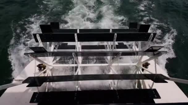 Roterande Paddelhjul Kryssningsbåt Rörelse Högkvalitativ Film — Stockvideo