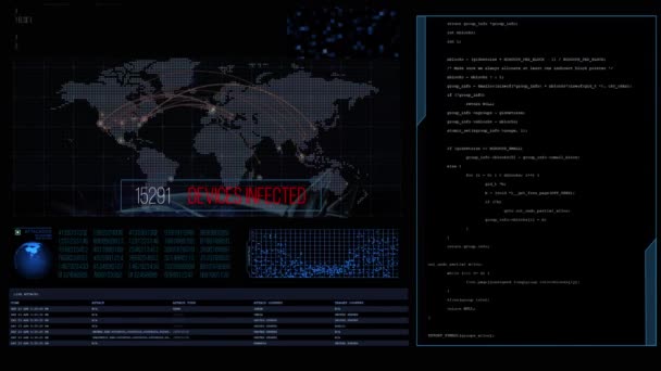 Animație Statistici Harta Lumii Care Arată Zone Infecție Roșu Fundal — Videoclip de stoc