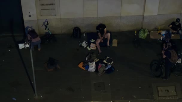 Homeless Peoples Lying Street Frankfurt Germany May 2022 High Quality — Stockvideo
