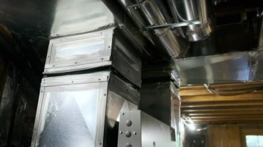 Ceiling mounted hvac system under insulated air conditioner return in home. High quality 4k footage