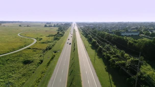Aerial Drone Shot Highway High Quality Footage — Vídeos de Stock