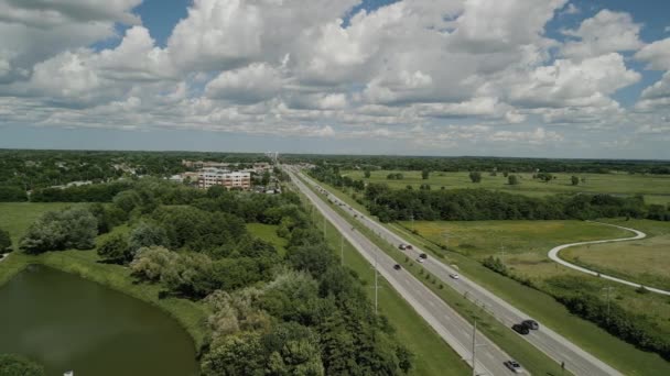 Aerial Drone Shot Highway Imagens Alta Qualidade — Vídeo de Stock