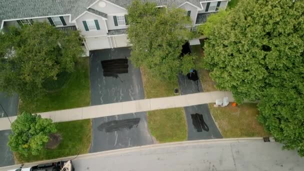 Aerial View Driveway Sealcoating Pavement Private Houses Suburbs High Quality — Video