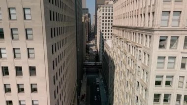 Aerial view of Chicagos street on sunny day. High quality 4k footage