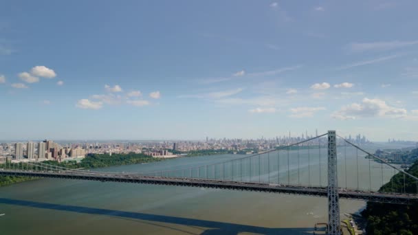 Aerial Drone View George Washington Bridge Hudson River New York — Vídeos de Stock