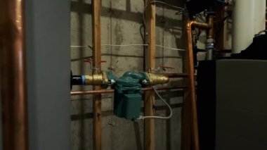 The internal structure of a modern gas boiler for a boiler house heating system. . High quality 4k footage