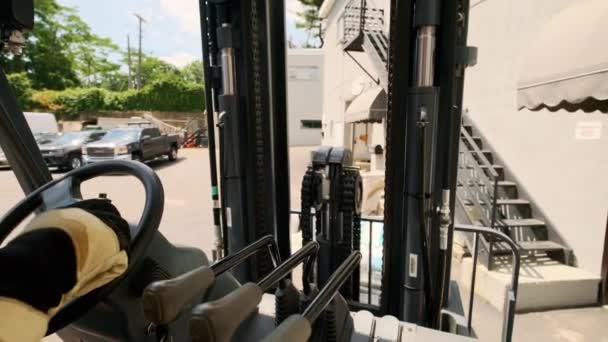 Forklift Load Cargo Dock Logistics Cargo Transportation Concept High Quality — Stock Video