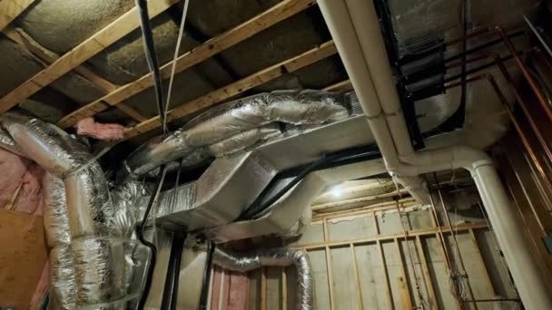 Ceiling Mounted Hvac System Insulated Air Conditioner Return Home High — Stockvideo