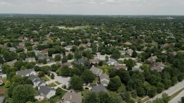 Drohnenaufnahme Eines Amerikanischen Vororts Zur Sommerzeit Aufnahme Der Nachbarschaft Hochwertiges — Stockvideo