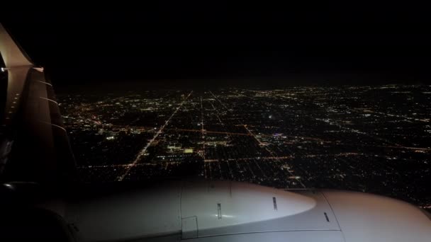 Pov Point View Airplane Passenger Window Seat Night Time Lights — Vídeo de Stock