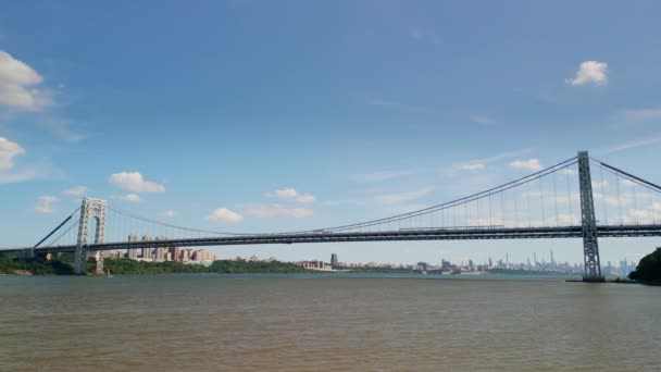 Αεροφωτογραφία Του George Washington Bridge Και Του Hudson River New — Αρχείο Βίντεο