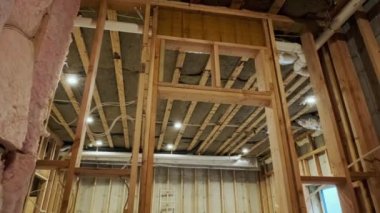 Ceiling mounted hvac system under insulated air conditioner return in home. High quality 4k footage