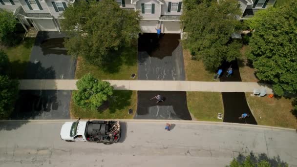 Aerial View Driveway Sealcoating Pavement Private Houses Suburbs High Quality — 图库视频影像