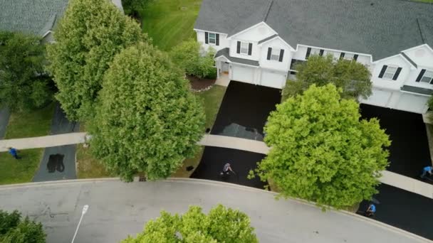Aerial View Driveway Sealcoating Pavement Private Houses Suburbs High Quality — 图库视频影像