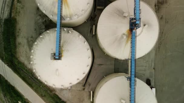 Luchtfoto Van Agro Silo Graanlift Grain Storage Tanks Fabriek Hoge — Stockvideo