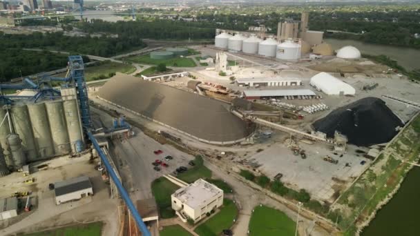 Aerial Shot Cargo Ship Bulk Carrier Standing Quay Wall Loaded — Stock Video