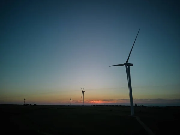 Vue Aérienne Une Éolienne Gros Plan Située Dans Champ Blé — Photo