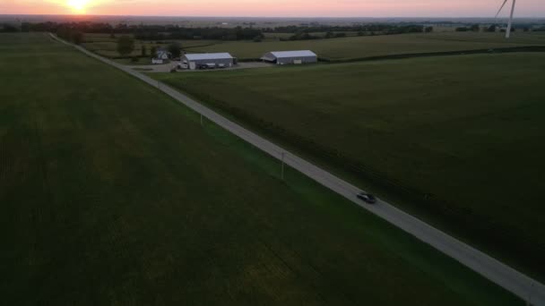 Letecký Pohled Americkou Krajinu Zemědělskou Půdu Letí Nad Kukuřičným Polem — Stock video