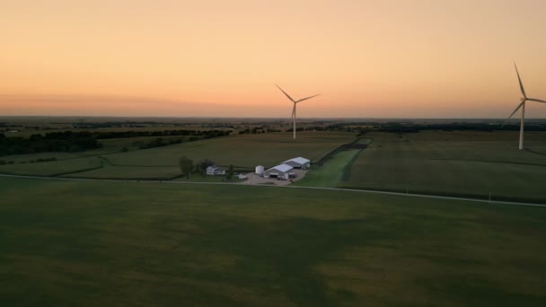 Vista Aérea Del Paisaje Rural Americano Tierras Cultivo Volando Sobre — Vídeos de Stock