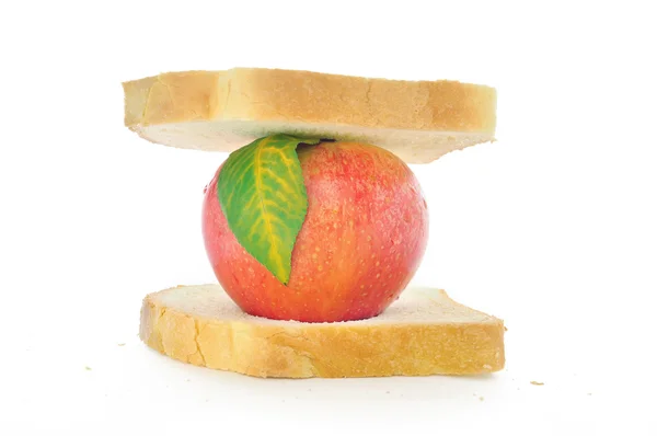 三明治塞满了一个红苹果 — 图库照片