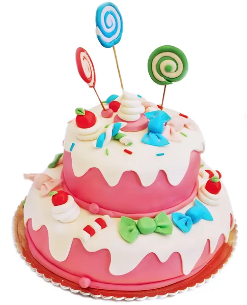 Pink birthday cake — Stock Photo, Image