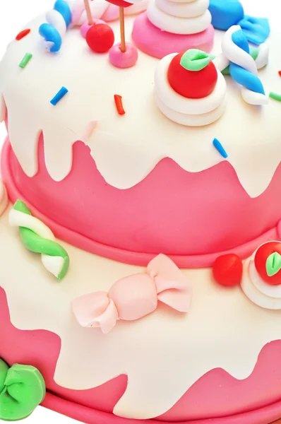ピンクの誕生日ケーキ — ストック写真