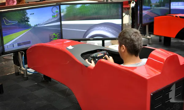 Simulador de conducción F1 Fotos de stock libres de derechos