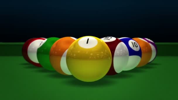 Bilardo havuzu 3d break — Stok video