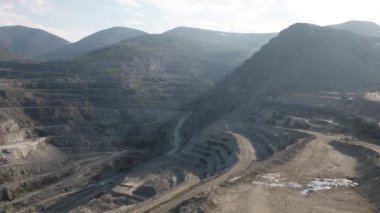 flight on a quadrocopter over the quarry