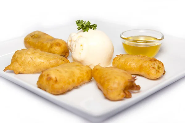 Fried banana fritters — Stock Photo, Image