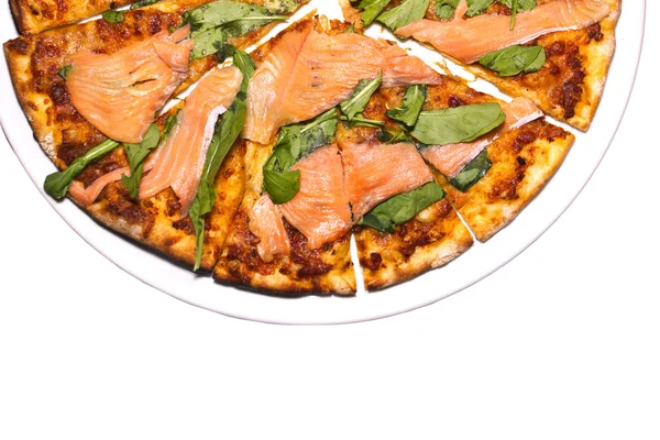 Somon dilim pizza, — Stok fotoğraf