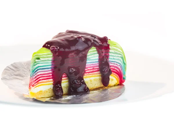 虹のクレープ ケーキ — ストック写真