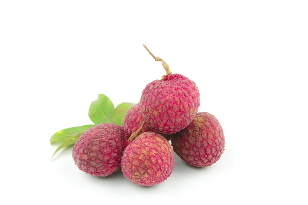 Fresh lychees isolated on white background — Stock Photo, Image