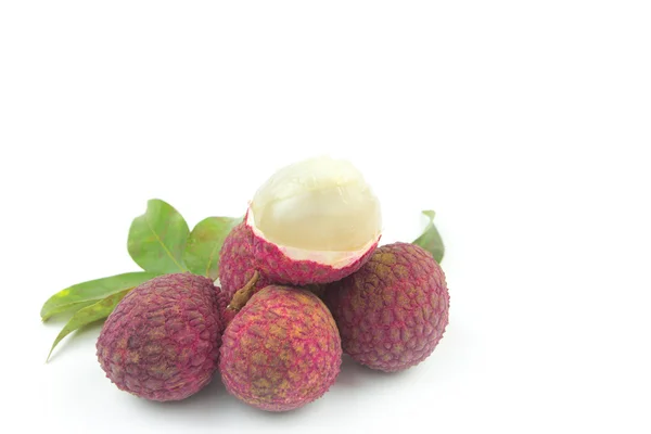 Fresh lychees isolated on white background — Stock Photo, Image