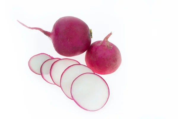 Fresh organic radishes on white — Stock Photo, Image