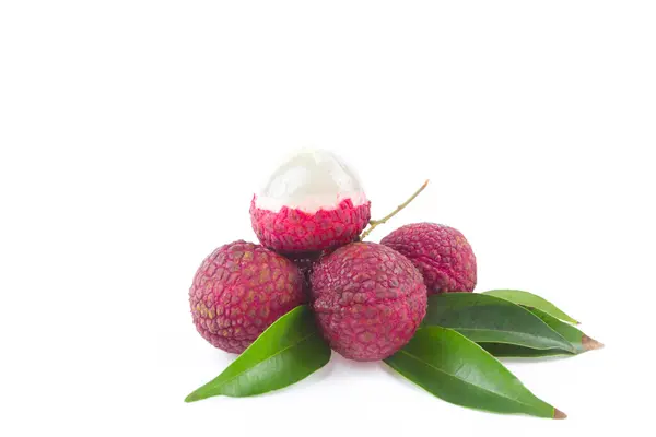 Lychee, Fresh lychees on white background — Stock Photo, Image