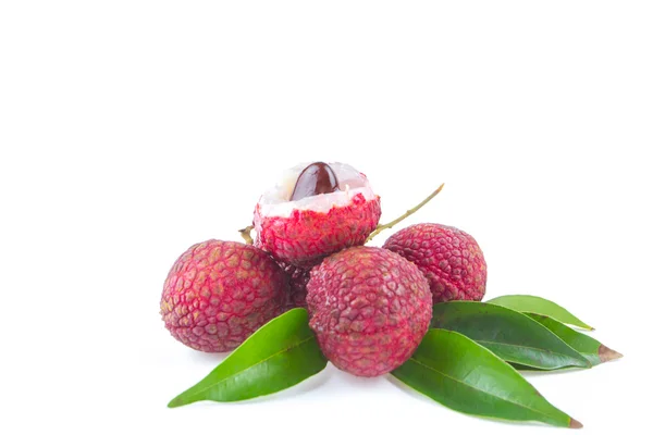 Lychee, Fresh lychees on white background — Stock Photo, Image
