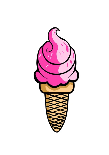 Ilustración vectorial de cono de helado rosa — Archivo Imágenes Vectoriales