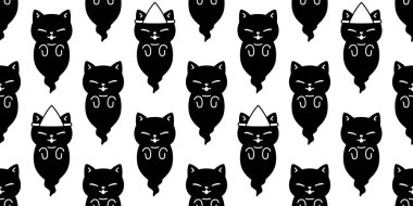 Kedi pürüzsüz desenli Cadılar Bayramı hayaletli kedi yavrusu çizgi film karakteri taşıyıcısı tekrar duvar kağıdı kaplama arka plan hediyesi eşarp izole çizim tasarımı