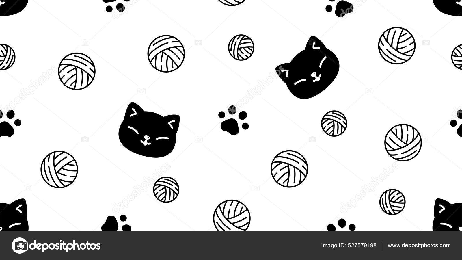 Gato Sem Costura Padrão Fio Bola Pata Pegada Gatinho Calico Vetor de  ©CNuisin 527579198, image size:1600x900