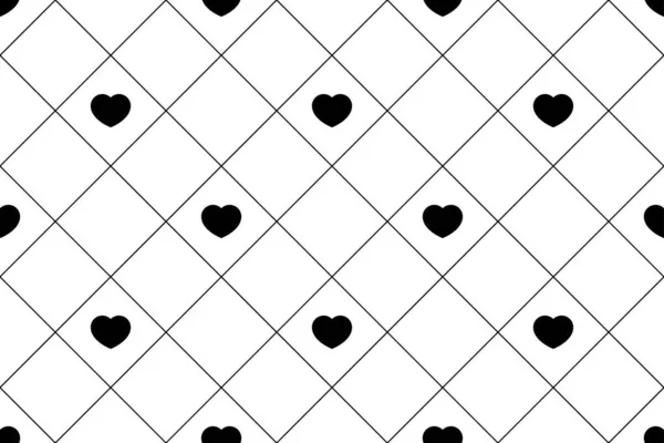 Coração Sem Costura Padrão Valentine Verificado Diamante Vetor Cartoon Cachecol —  Vetores de Stock