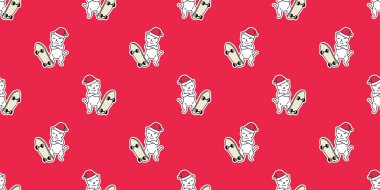 Kedi pürüzsüz desenli Noel Baba Noel Baba kaykay kedi yavrusu yavru köpek karikatür arka plan karalaması Duvar kağıdı eşarbı izole çizim tasarımı